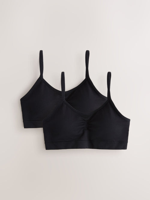 Black Seam Free Crop Tops 2 Pack (7-16yrs)