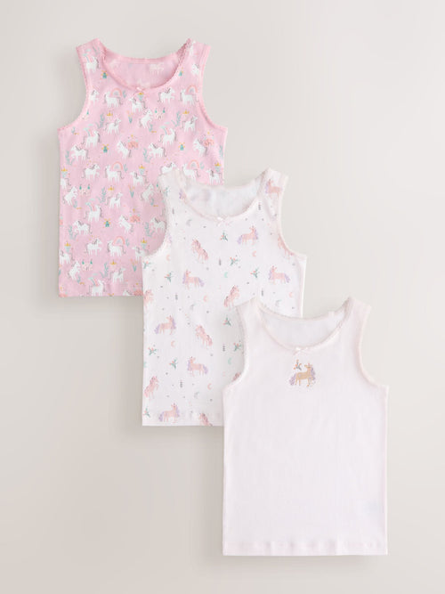 Pink Unicorn Printed Vests 3 Pack (1.5-16yrs)