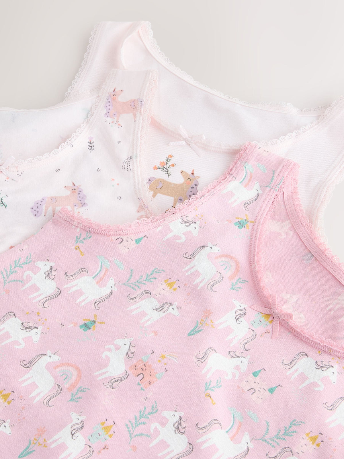 Pink Unicorn Printed Vests 3 Pack (1.5-16yrs)