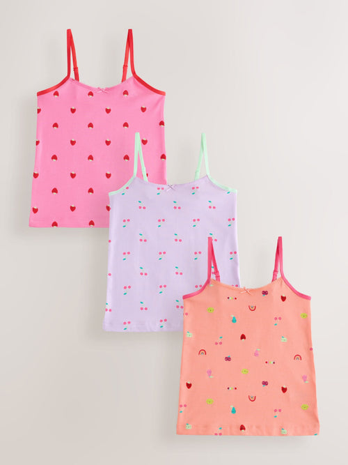 Pink Printed Fruit Cami Vests 3 Pack (1.5-16yrs)