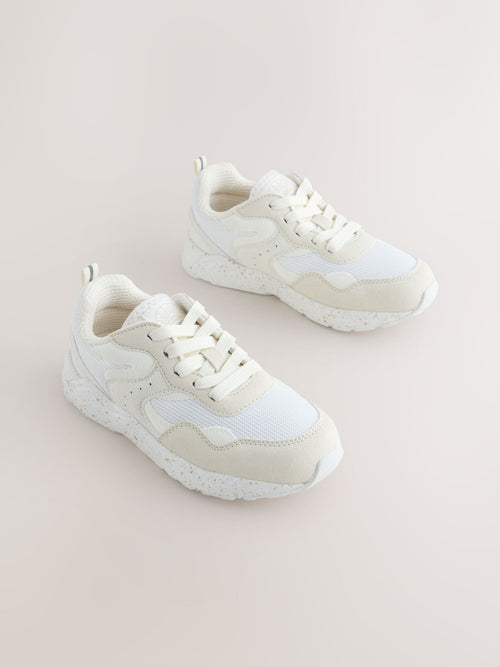 Neutral Standard Fit (F) Lace-Up Colourblock Trainers