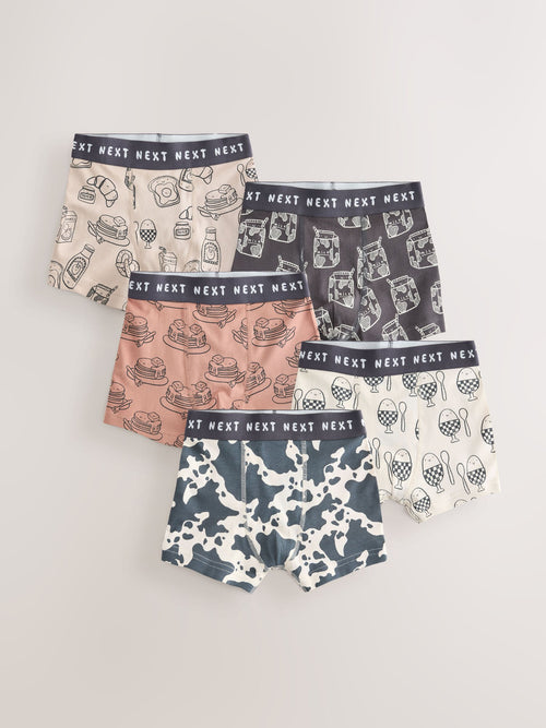 Neutral/Black Cow Print Brunch Junior Character Trunks 5 Pack (1.5-16yrs)