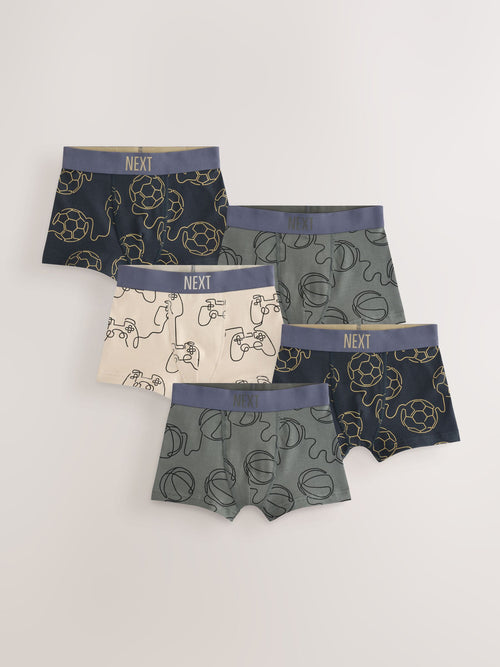 Football Gaming Linear Print Boxers 5 Pack (2-16yrs)