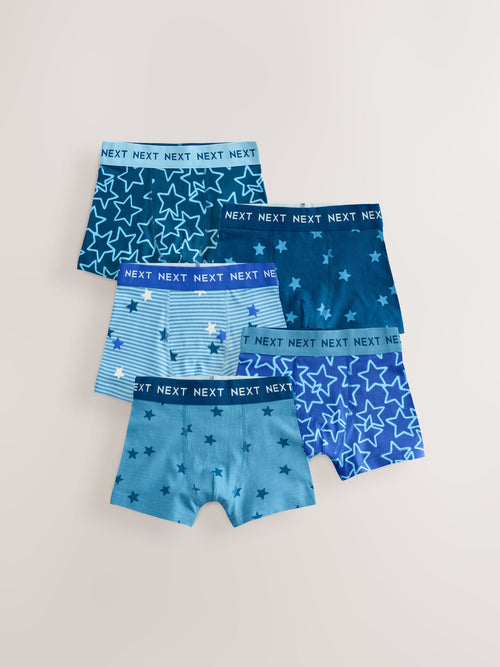 Blue/White Stars Junior Pattern Trunks 5 Pack (1.5-16yrs)