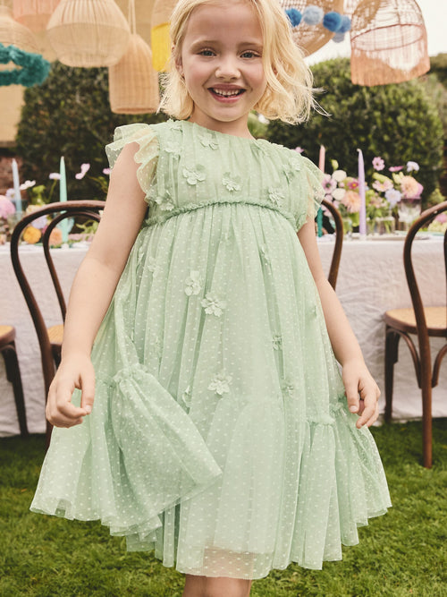 Mint Green Mesh Flower Girl Dress (3-16yrs)