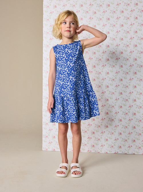 Blue Ditsy Sleeveless Jersey Dress (3-16yrs)