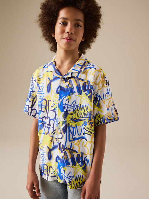 White All Over Print Graffiti Short Sleeve All Over Print Shirt (3-16yrs)