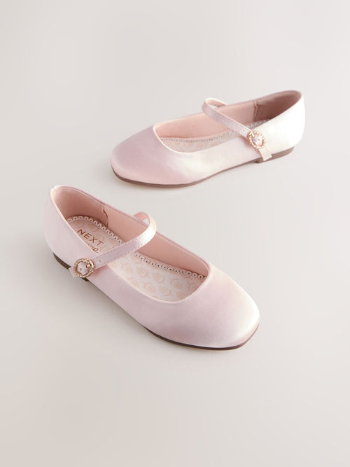 Pink Satin Stain Resistant Standard Fit (F) Mary Jane Occasion Shoes