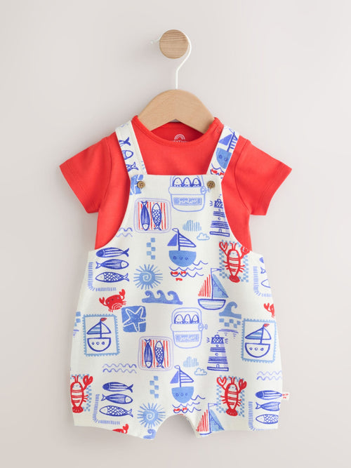 Red Nautical Jersey Dungarees and Bodysuit Baby Set (0mths-2yrs)