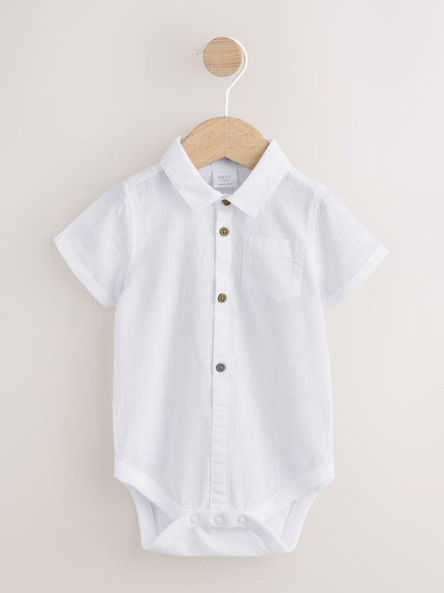 White Short Sleeve Baby Shirt Bodysuit (0mths-3yrs)