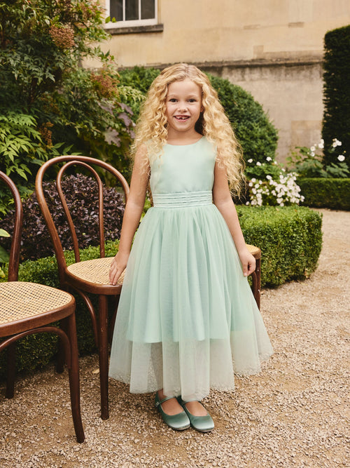 Sage Green Flower Girl Bow Dress (3-12yrs)