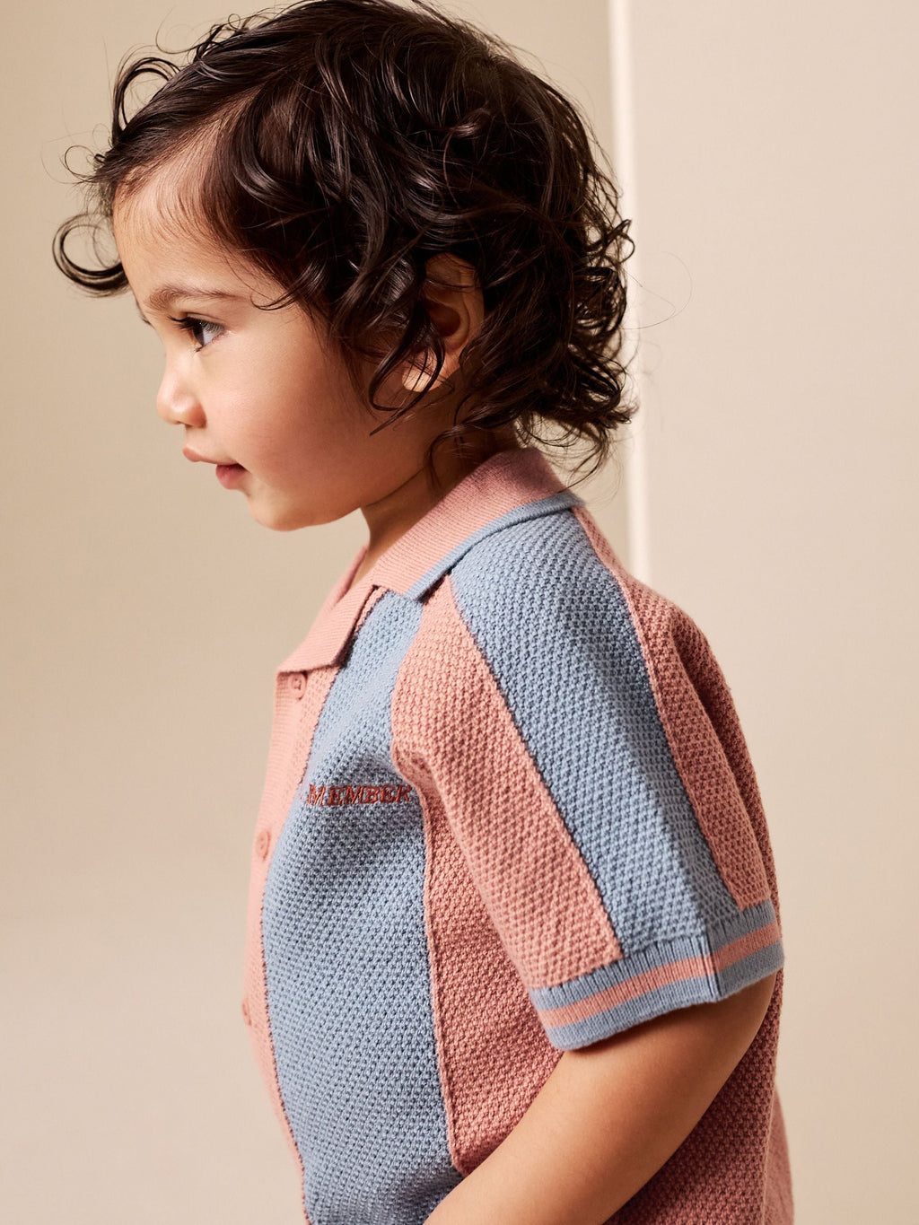 Blue/Orange Knitted Revere Collar Polo Shirt (3mths-7yrs)