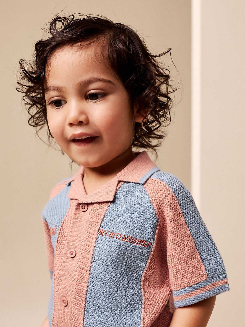 Blue/Orange Knitted Revere Collar Polo Shirt (3mths-7yrs)
