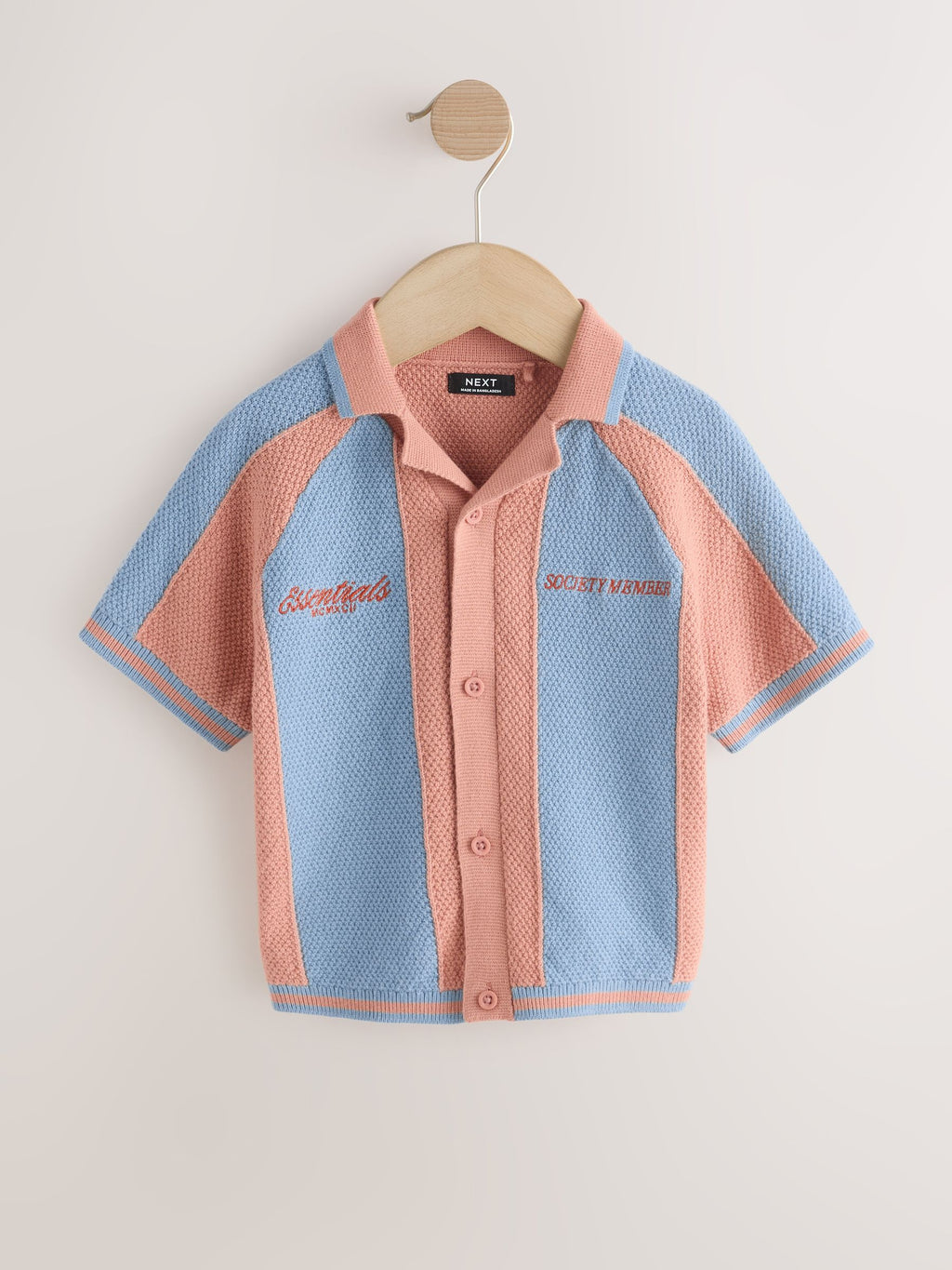 Blue/Orange Knitted Revere Collar Polo Shirt (3mths-7yrs)