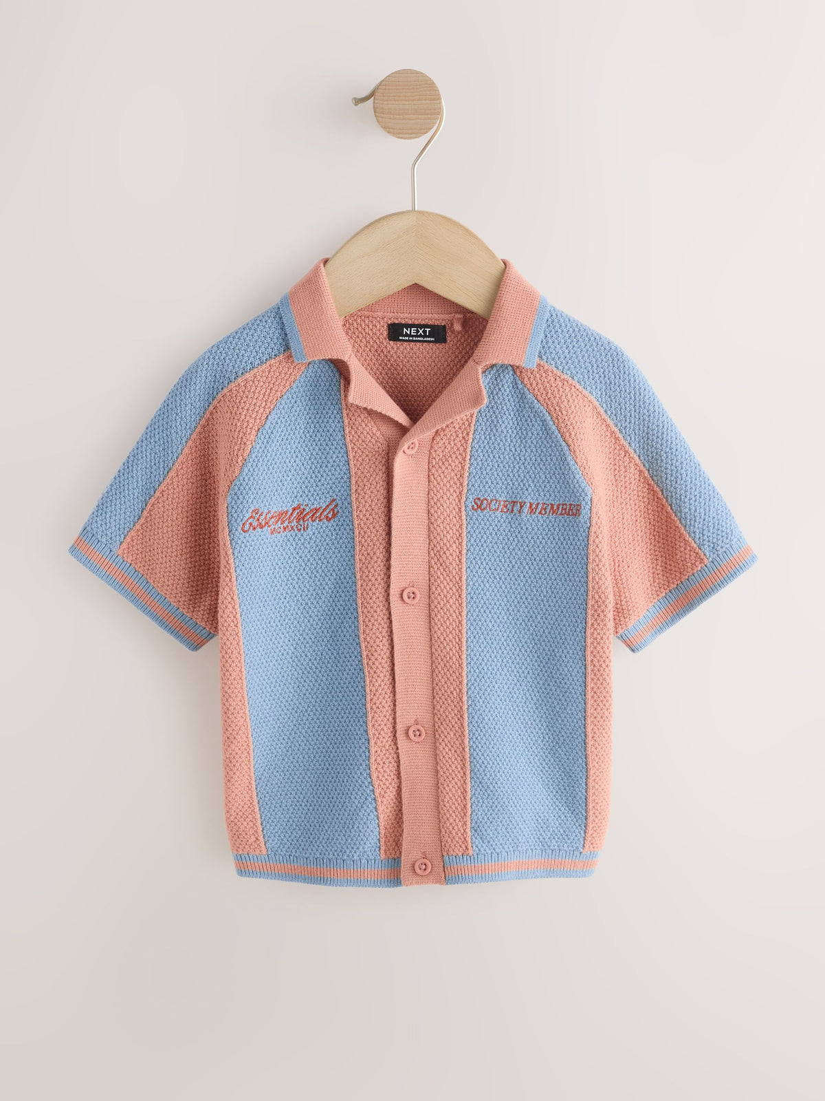 Blue/Orange Knitted Revere Collar Polo Shirt (3mths-7yrs)