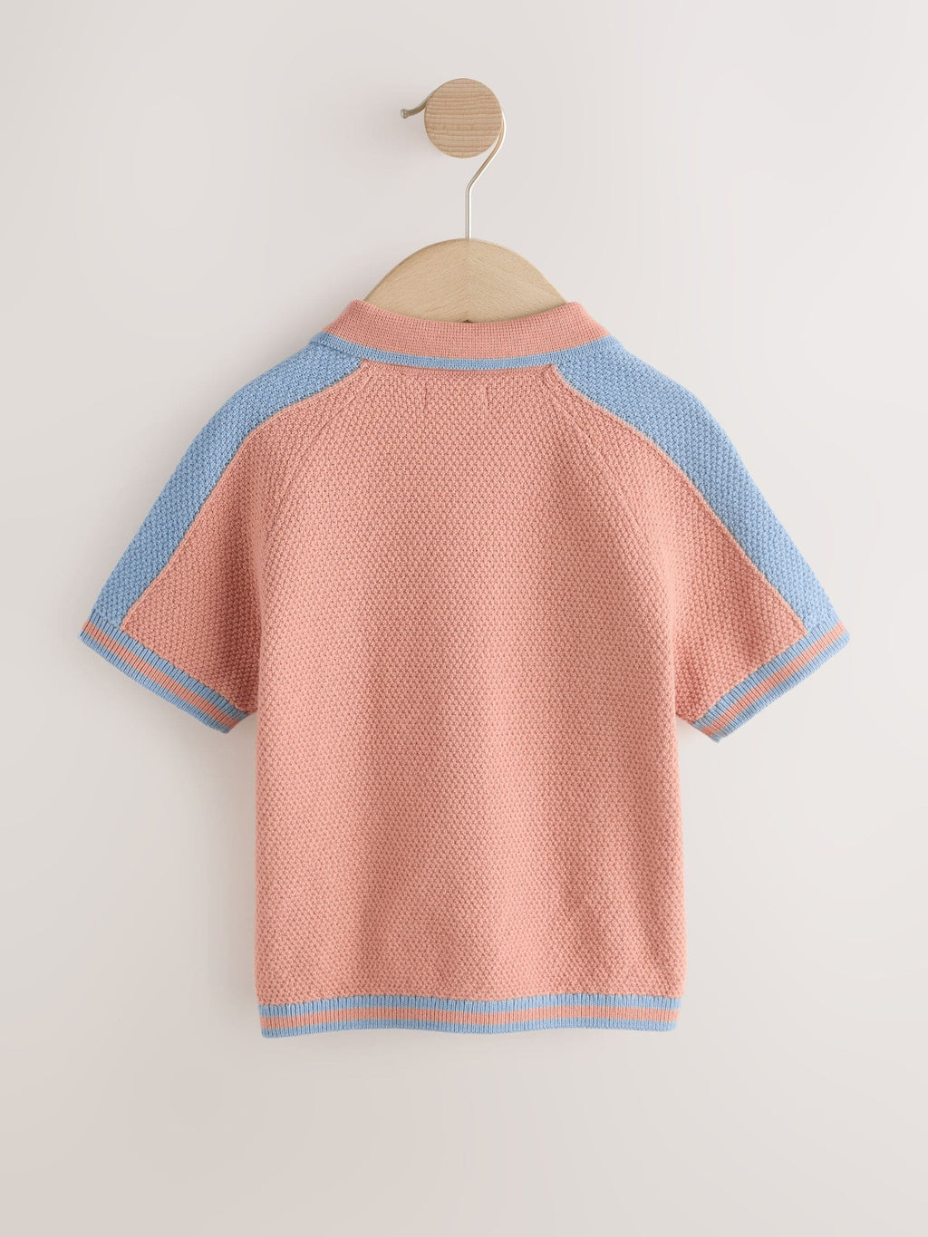 Blue/Orange Knitted Revere Collar Polo Shirt (3mths-7yrs)