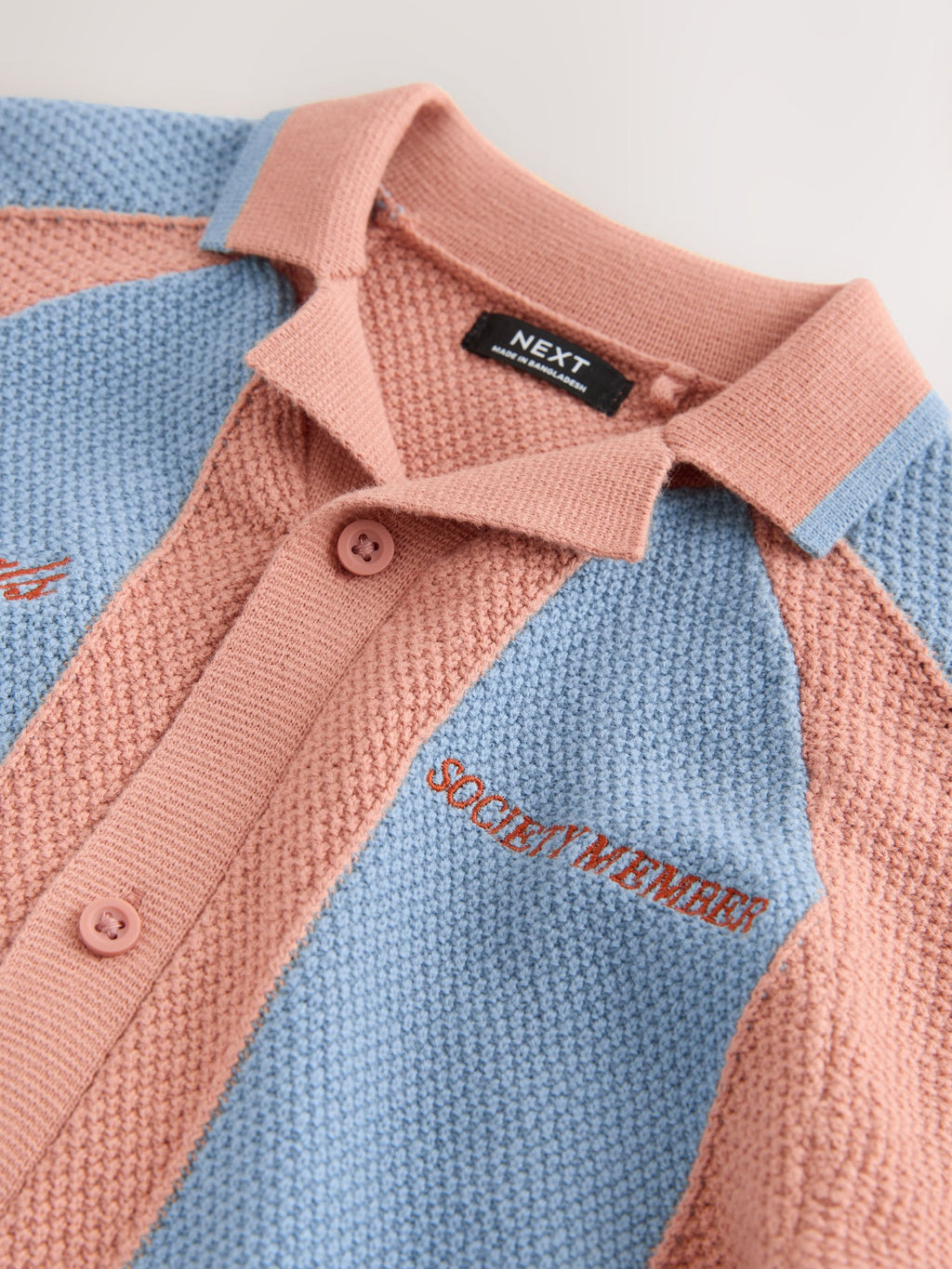 Blue/Orange Knitted Revere Collar Polo Shirt (3mths-7yrs)