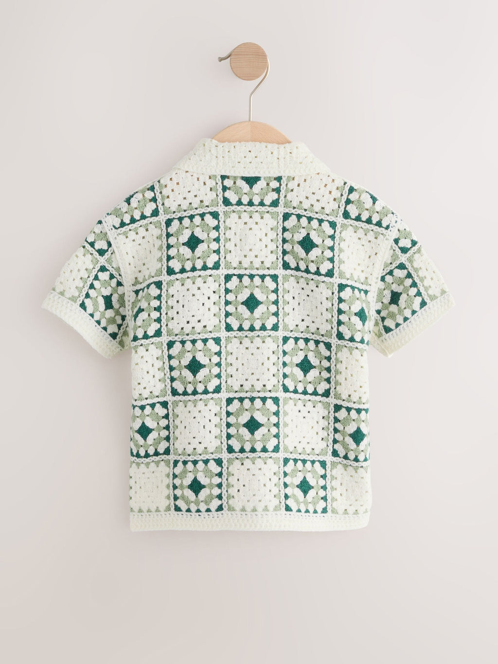 Green Lizard Crochet Knitted Short Sleeve Shirt (12mths-10yrs)