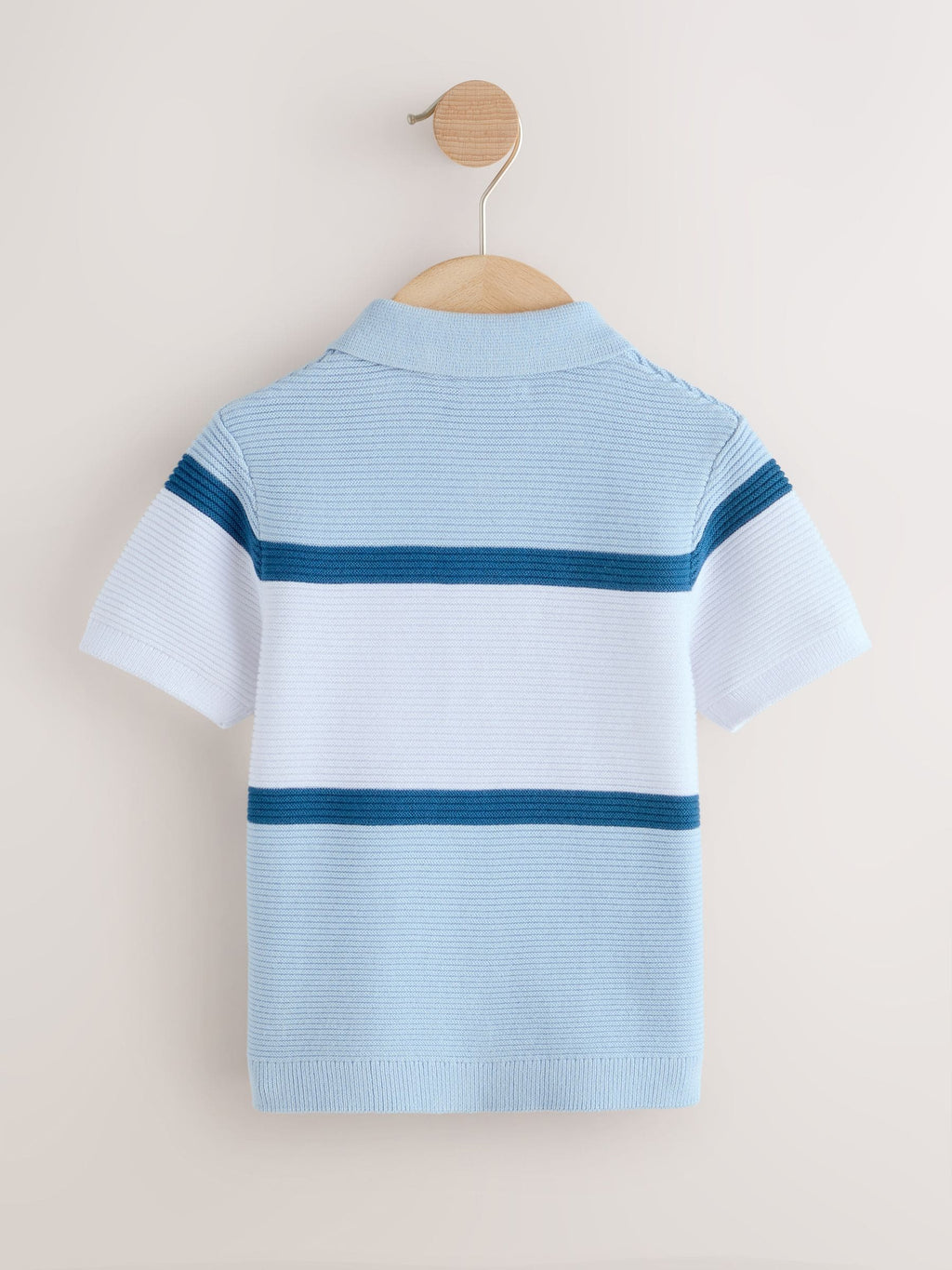 Blue Colourblock Knitted Zip Neck Polo Shirt (3mths-7yrs)
