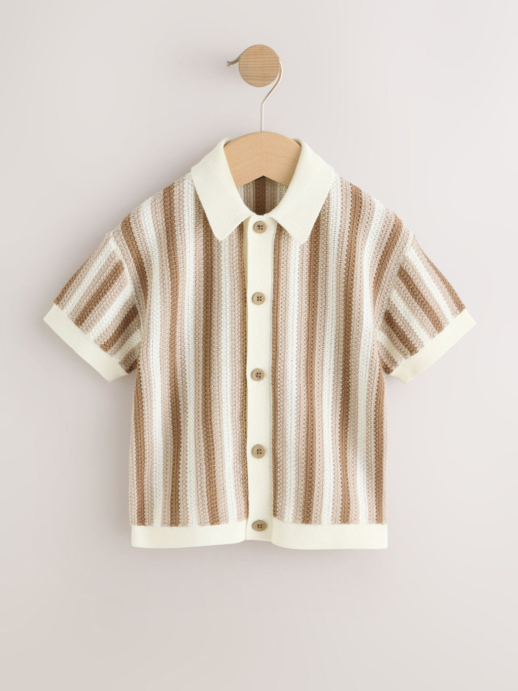 Neutral Knitted Stripe Polo Shirt (3mths-7yrs)