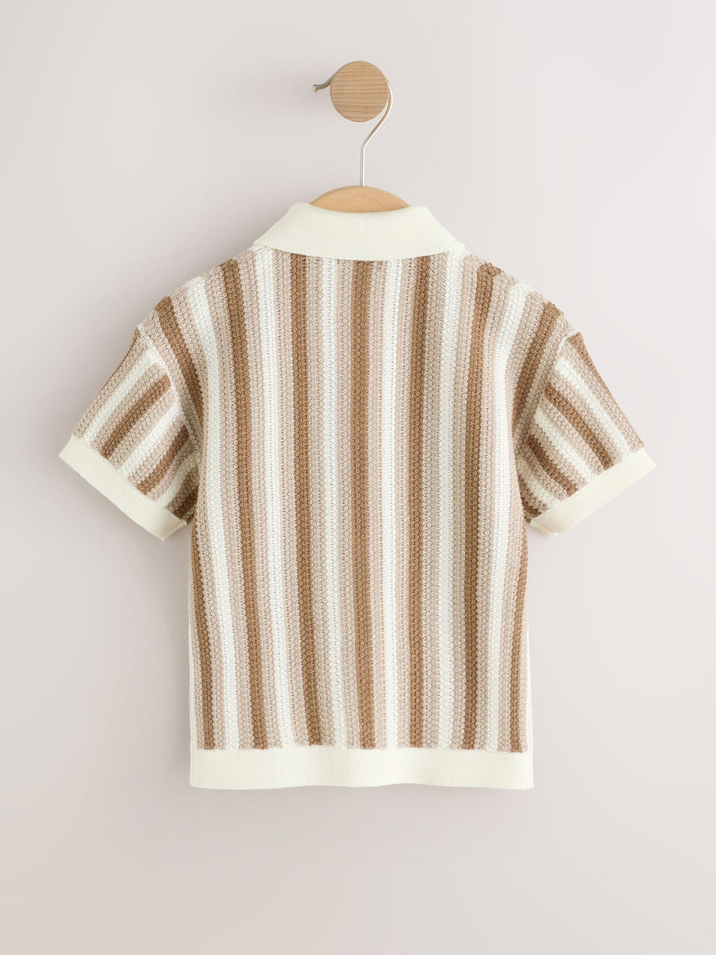 Neutral Knitted Stripe Polo Shirt (3mths-7yrs)