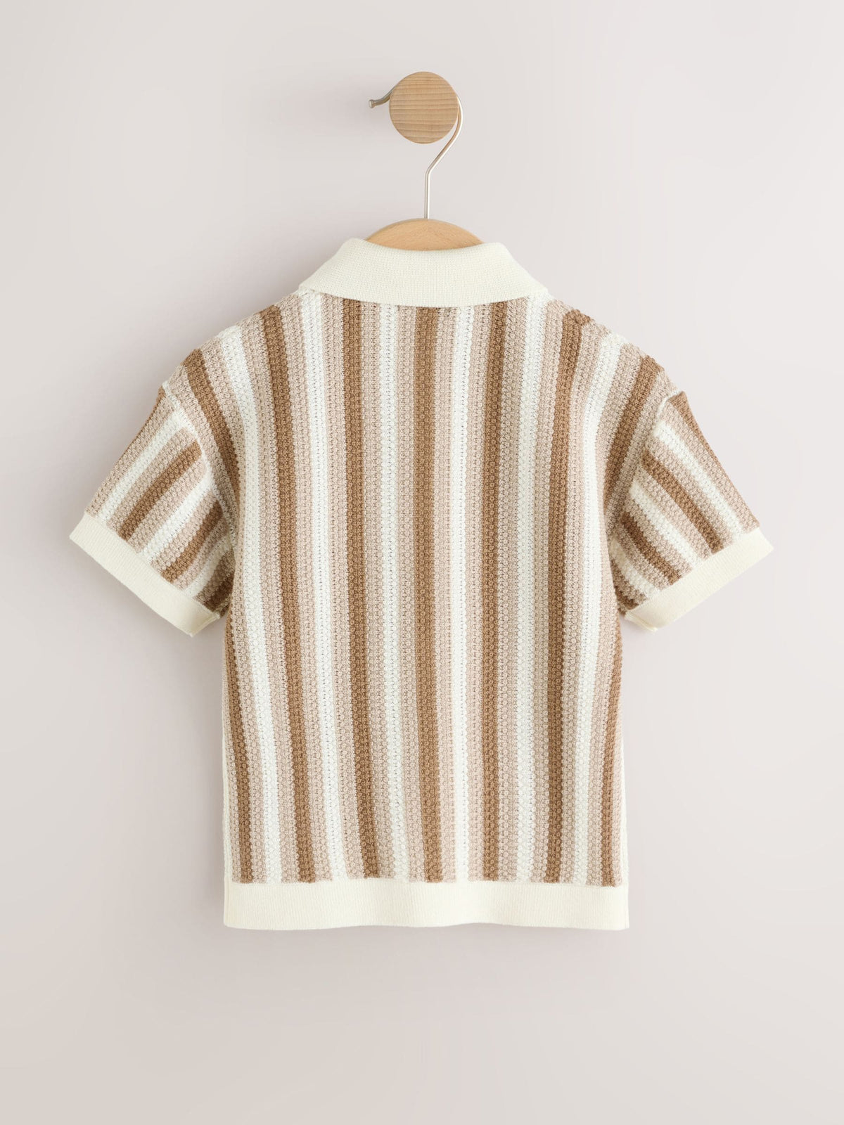 Neutral Knitted Stripe Polo Shirt (3mths-7yrs)