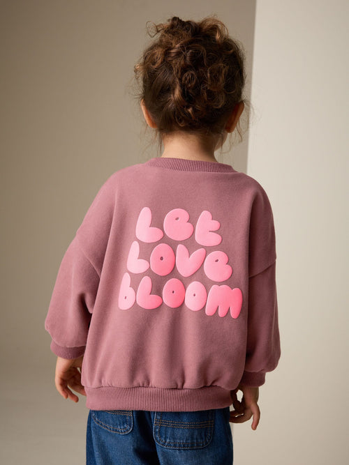 Mocha Brown Let Love Bloom Crew Neck Sweatshirt (3mths-7yrs)