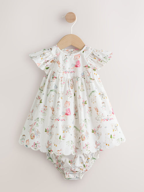 White Character Woven Baby Dress and Knickers Set 2 Piece (0mths-2yrs)
