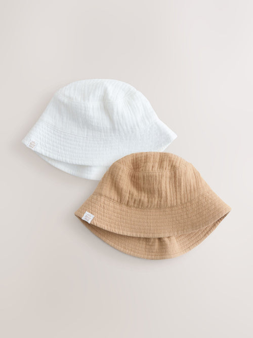 Neutral Crinkle Baby Bucket Hats 2 Pack