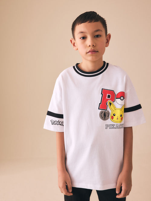 White Varsity Pokémon Short Sleeve T-Shirt (3-16yrs)
