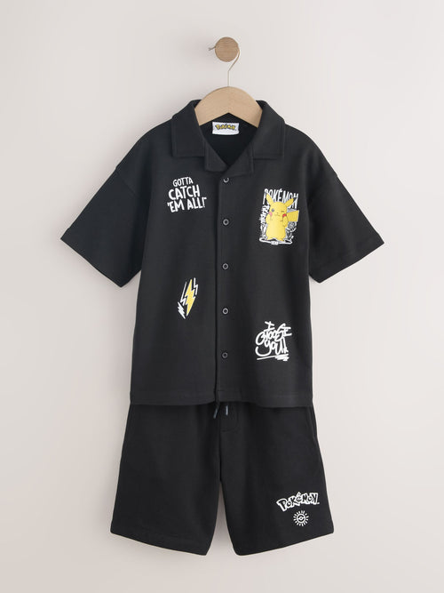 Black Pokemon Top and Shorts Set (4-14yrs)