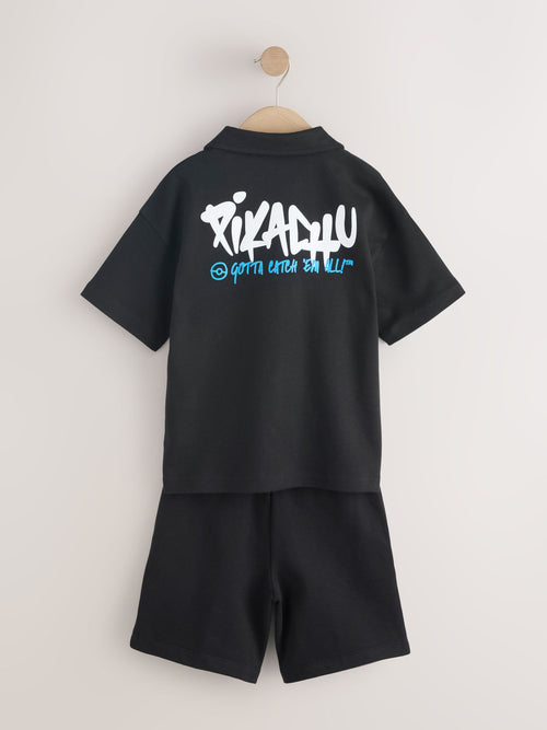Black Pokemon Top and Shorts Set (4-14yrs)