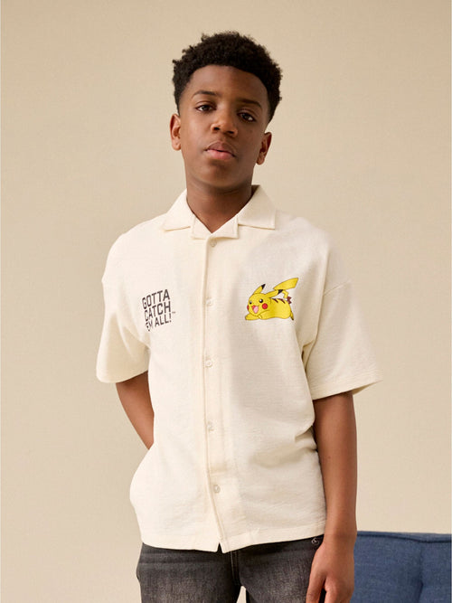 White Pokemon Textured Jersey Shirt (4-14yrs)