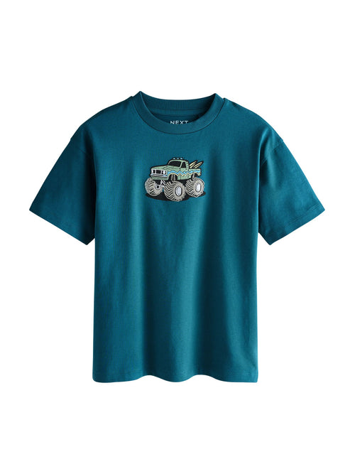 Teal Blue Truck Short Sleeve Graphic T-Shirt (3-16yrs)