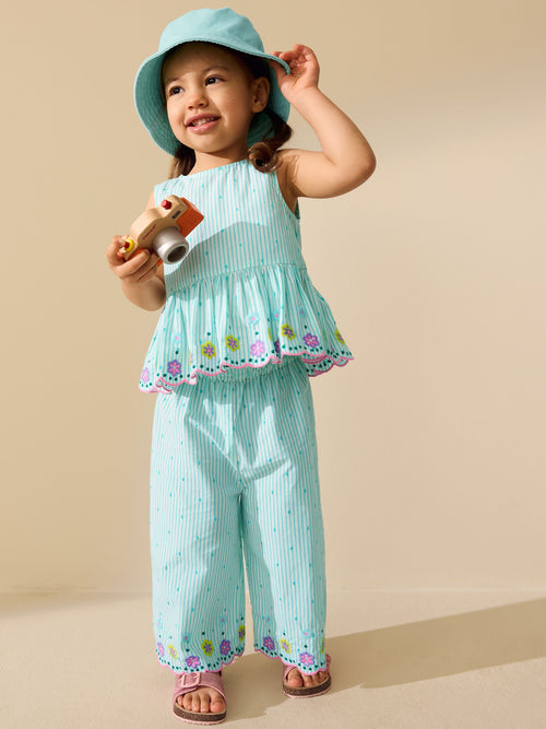 Mint Green Sleeveless Blouse & Trouser Set (3mths-7yrs)