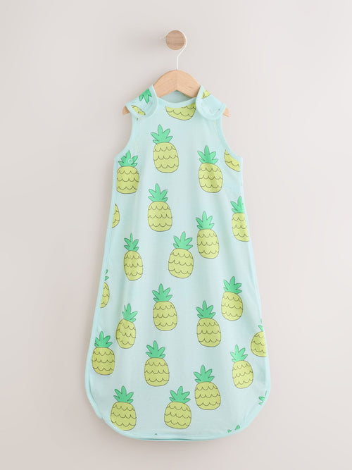 Bright Green Pineapple 0.5 Tog Sleeveless Baby Sleep Bag