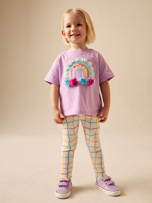 Lilac Purple Rainbow Short Sleeve Top and Leggings Set (3mths-7yrs)
