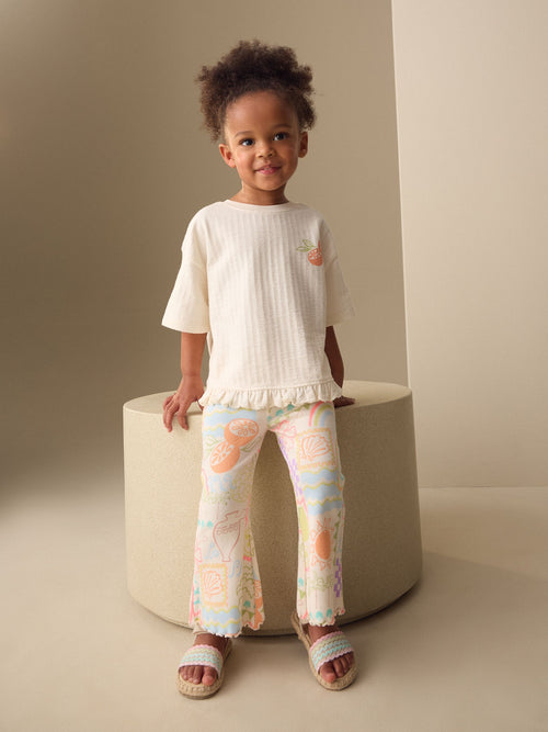 White Rainbow Short Sleeve Top and Flare Set (3mths-7yrs)