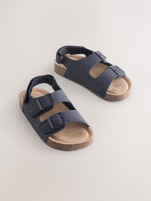 Navy Standard Fit (F) Double Buckle Cushioned Footbed Sandals