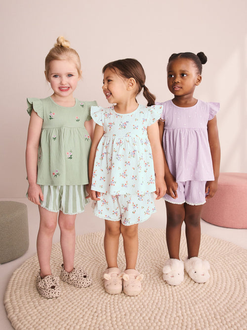 Lilac Purple Snuggle Short Pyjamas 3 Pack (9mths-8yrs)