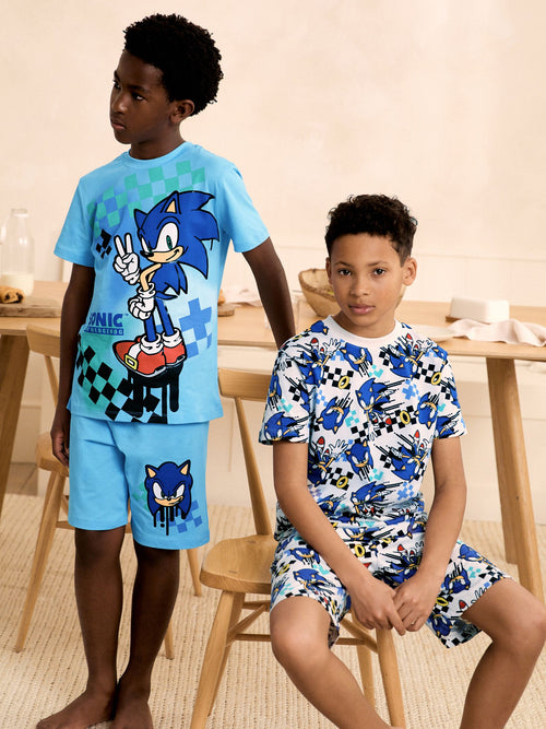 Blue/White Sonic Short Licence Pyjamas 2 Pack (3-14yrs)