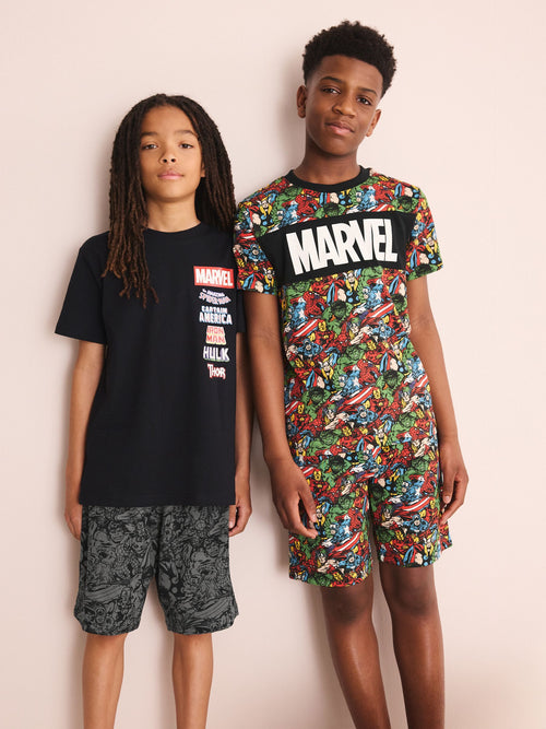 Black/Red Marvel Short Pyjamas 2 Pack (3-14yrs)