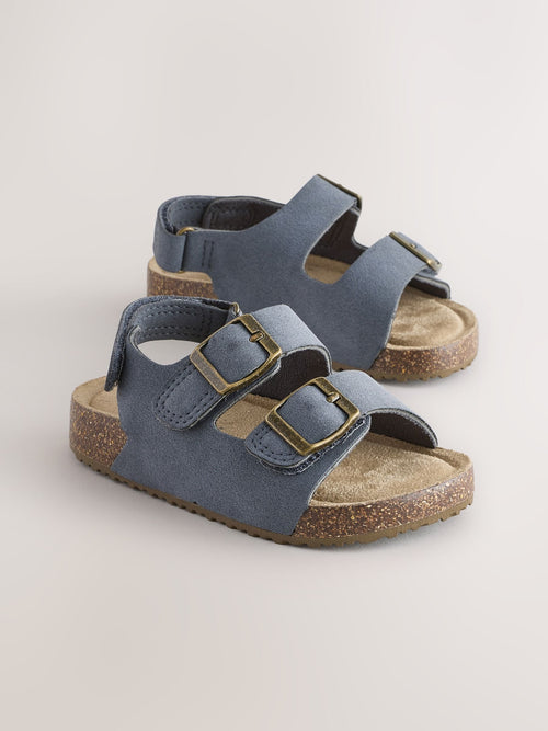Navy Standard Fit (F) Double Buckle Cushioned Footbed Sandals