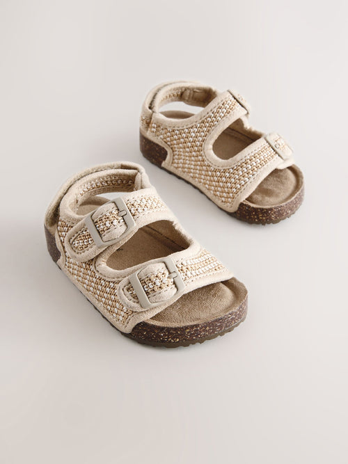 Neutral Standard Fit (F) Double Buckle Cushioned Footbed Sandals