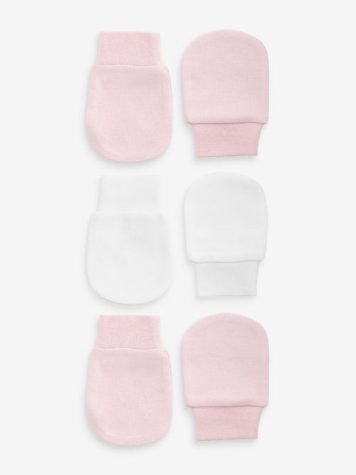 Pink 3 Pack Baby Scratch Mitts