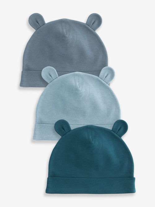 Mid Blue Beanies 3 Pack (0-18mths)