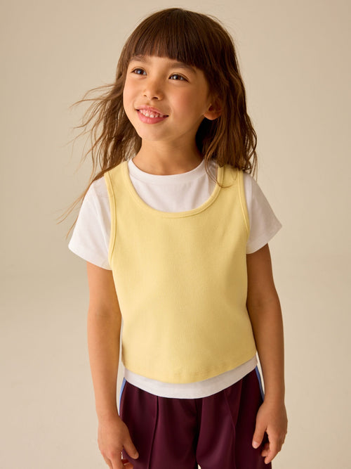 Yellow Short Sleeve Double Layer T-Shirt (3-16yrs)