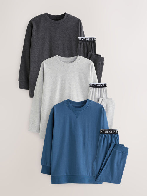 Blue/Grey/Charcoal 3 Pack Jogger Pyjamas (3-16yrs)