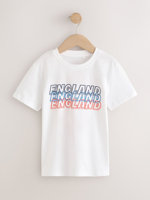 White England Short Sleeve Graphic Football T-Shirt (3-16yrs)