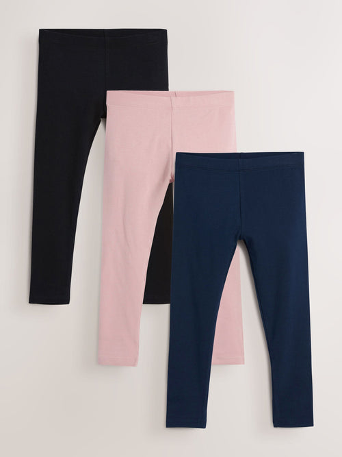 Pink/Black/Navy Regular Fit Leggings 3 Pack (3-16yrs)